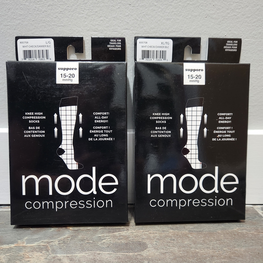 New White and Black Compression Socks